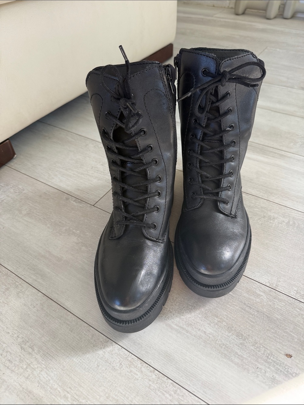 Black Lace-Up Women’s  Combat Boots